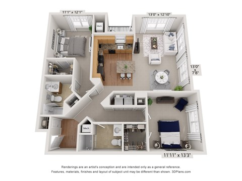 A floorplan of an apartment home
